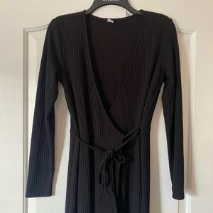 Black midi wrap dress